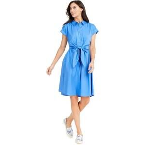 NEW CHARTER CLUB LUXURY cotton tie waist fit and flare dress in blue
